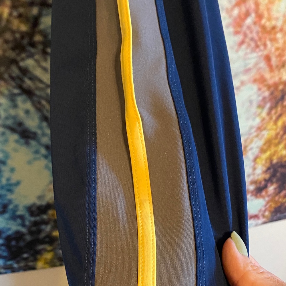 FP Movement by Free People like new Navy Leggings with yellow and gray Stripes - Picture 2 of 8